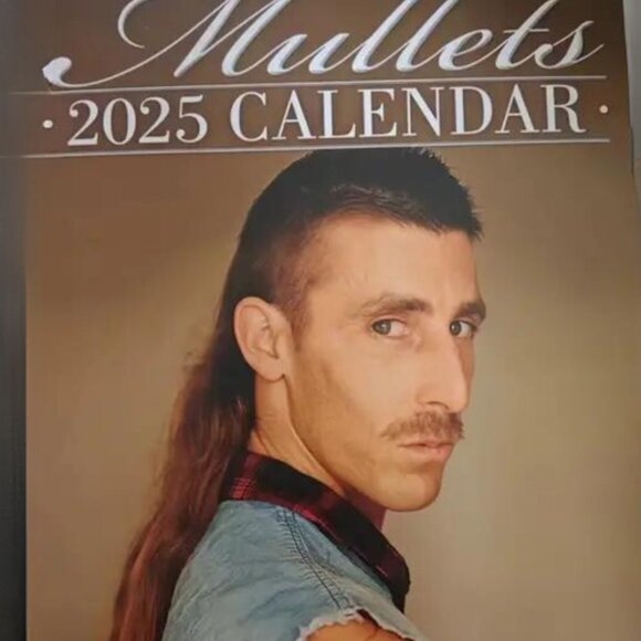 2025 World’s Greatest Mullets Wall Calendar - Hilarious Retro Hairstyles - Picture 1 of 3